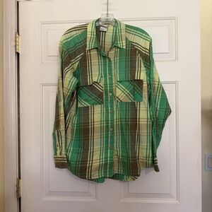THE NORTH FACE SET UP CAMP Plaid FLANNEL SHIRT OPTIC EMERALD Size Large L